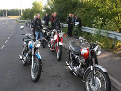 Bikes and riders at the start.